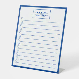 Dad Blue Monogramm 25 x 30 cm To-Do-Liste Trockenr Sockelschild