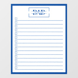 Dad Blue Monogramm 50 cm x 63 cm Aufgabenliste Whi Fensteraufkleber