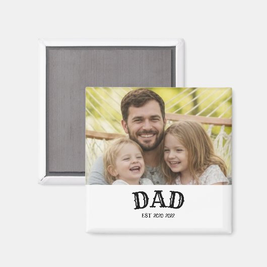 Dad Bold Text Est Personalized 20XX Magnet (Vorderseite/Rückseite)
