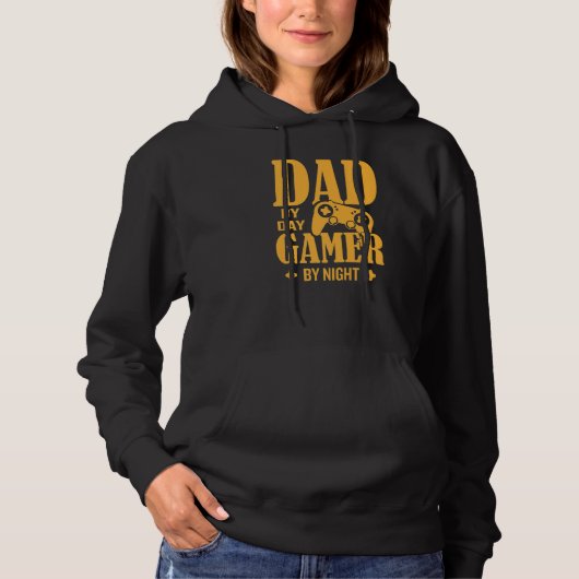 Dad By Day Gamer By Night Father Family Kids Paren Hoodie (Vorderseite)