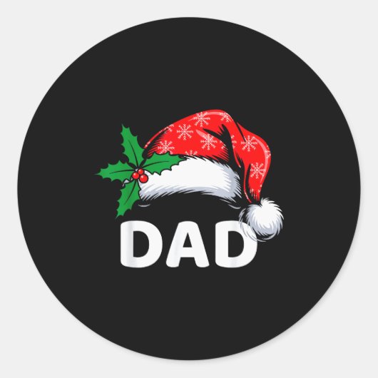 Dad Christmas Family Pajamas Matching Santa Hat Ou Runder Aufkleber (Vorderseite)