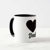 Dad - Classic Black Heart Typography Tasse (Vorderseite Links)