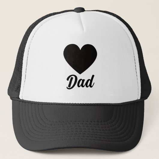Dad - Classic Black Heart Typography Truckerkappe (Vorderseite)