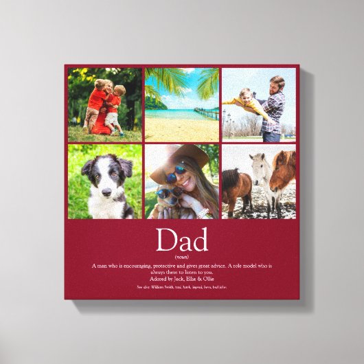 Dad Daddy Father Papa Definition 6 Photo Burgundy Leinwanddruck (Vorderseite)