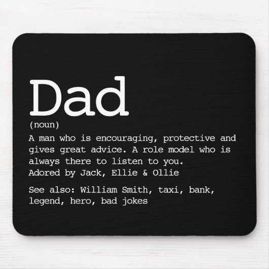 Dad Definition Father's Day Black and White Mousepad (Vorne)