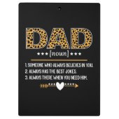 Dad Definition Leopard Print Vatertagsgeschenk Klemmbrett (Rückseite)