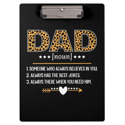 Dad Definition Leopard Print Vatertagsgeschenk Klemmbrett (Vorderseite)