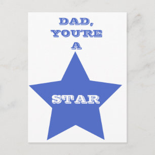 Dad, du bist ein Star   Blauer Stern Postkarte