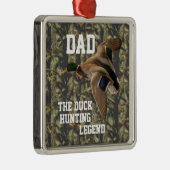 Dad Duck Hunting Legend Mallard Father Camo Ornament Aus Metall (Rechts)