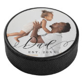 Dad Elegant Script Minimal Father's Day Gift Photo Eishockey Puck (3/4)