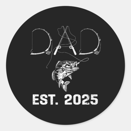 Dad Est 2025 Fishing Dad To Be New Baby Daddy Fath Runder Aufkleber (Vorderseite)