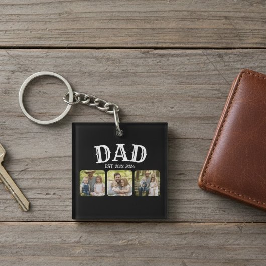Dad Est 3 Foto Schlüsselanhänger