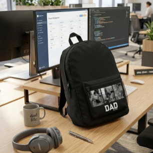 Dad Est 3 Foto Schwarzweiß-Jahres-Vatertag Bedruckter Rucksack