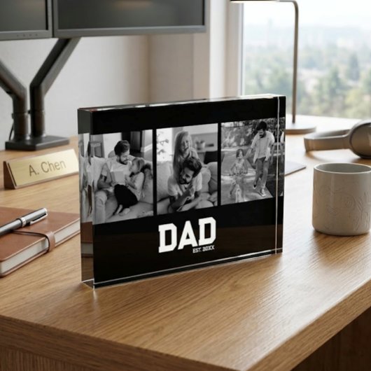 Dad Est 3 Photo Black & White Year Father's Day  Fotoblock