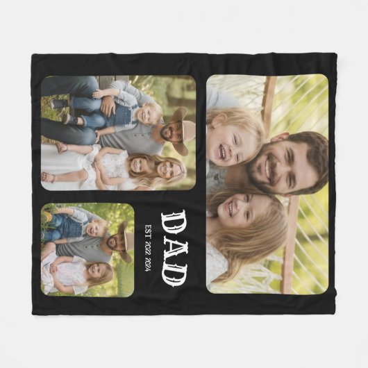 Dad Est 3 Photo Fleecedecke (Vorderseite (Horizontal))
