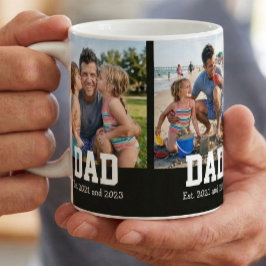 Dad Est. Bold Black Font 3 Photo Fathers Day Gift Kaffeetasse