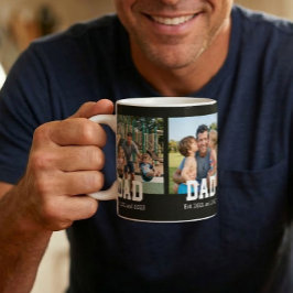Dad Est. Bold Black Font 3 Photo Fathers Day Gift Kaffeetasse