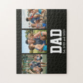 Dad Est. Bold Black Font 3 Photo Fathers Day Gift Puzzle (Vertikal)