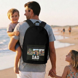 Dad Est. Bold White Font 3 Photo Fathers Day Gift Bedruckter Rucksack