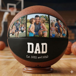 Dad Est. Fett Schwarz 3 Foto Vatertagsgeschenk Basketball
