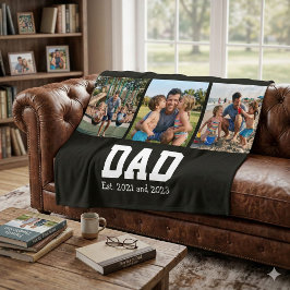 Dad Est. Fette schwarze Schrift 3 Foto Vatertag Ge Fleecedecke