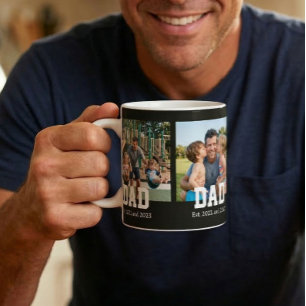 Dad Est. Fette schwarze Schrift 3 Foto Vatertag Ge Kaffeetasse