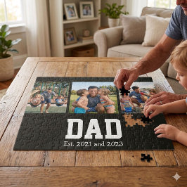 Dad Est. Fettgedruckte schwarze Schrift 3 Foto Vat Puzzle