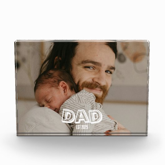 Dad Est Geschenk Neues Vater-Andenken  Fotoblock (Vorderseite)