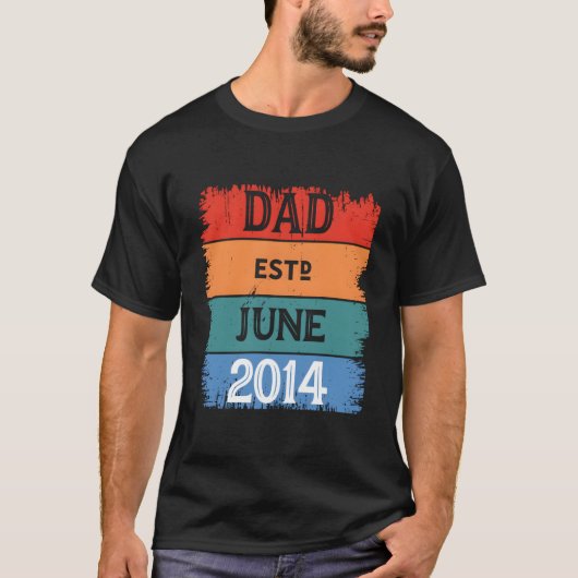 Dad Est Jun 2014 Proud Papa Grandpa Best Daddy Leg T-Shirt (Vorderseite)