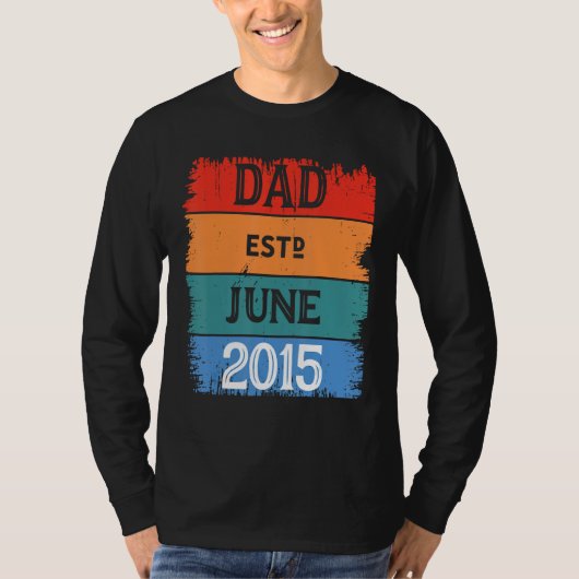 Dad Est Jun 2015 Proud Papa Grandpa Best Daddy Leg T-Shirt (Vorderseite)