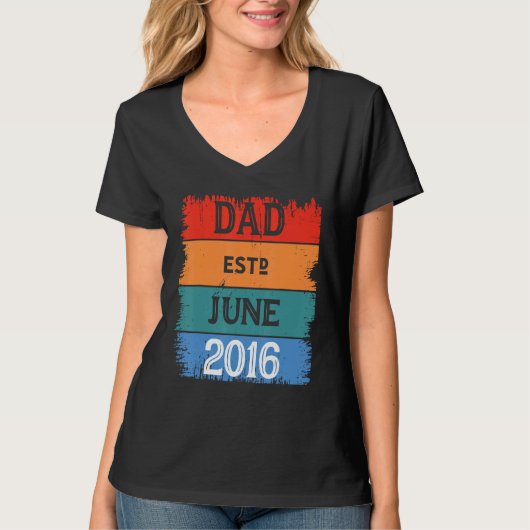 Dad Est Jun 2016 Proud Papa Grandpa Best Daddy Leg T-Shirt (Vorderseite)