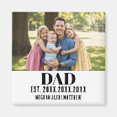 Dad Est. Year Name Modern Script White Magnet (Vorne)