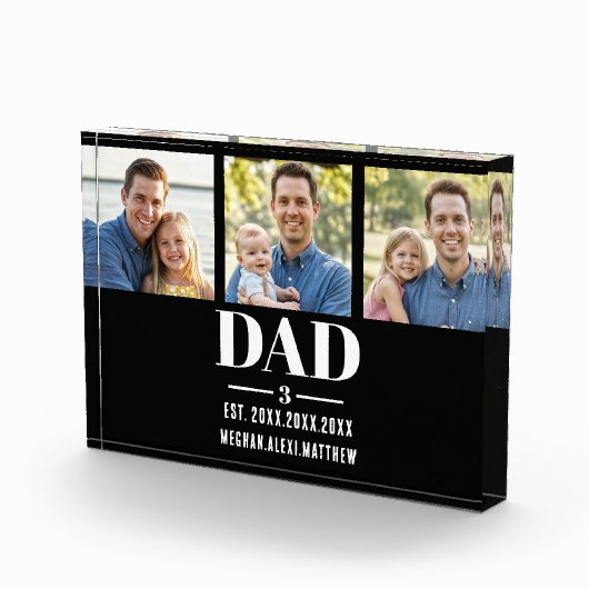 Dad Est. Year Name Number 3 Photo Acrylic Block (Rechts)