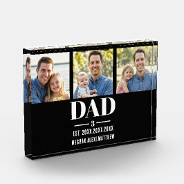 Dad Est. Year Name Number 3 Photo Acrylic Block