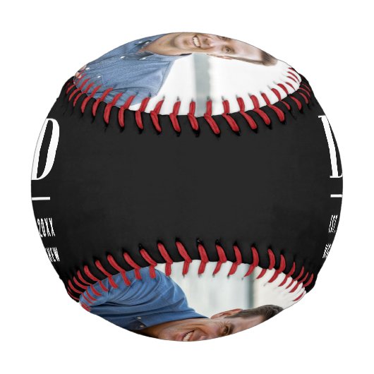 Dad Est. Year Name Number 3 Photo Bold Font Baseball (Rückseite)