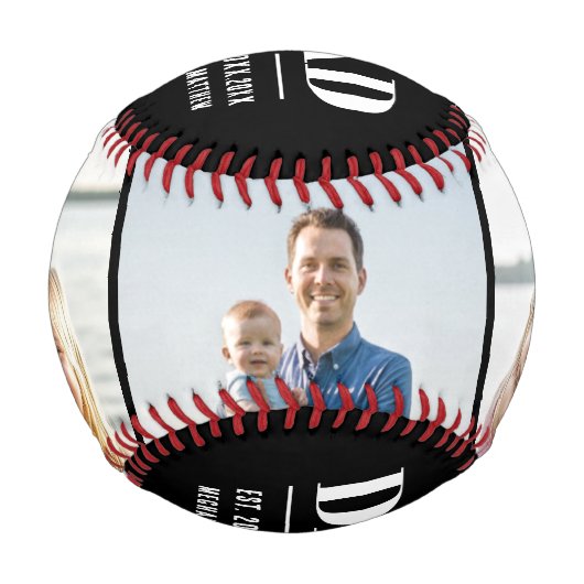 Dad Est. Year Name Number 3 Photo Bold Font Baseball (Vorderseite)