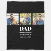 Dad Est. Year Name Number Bold Font 3 Photo Fleecedecke (Vorderseite)