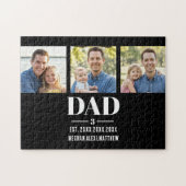 Dad Est. Year Name Number Bold Font 3 Photo Puzzle (Horizontal)