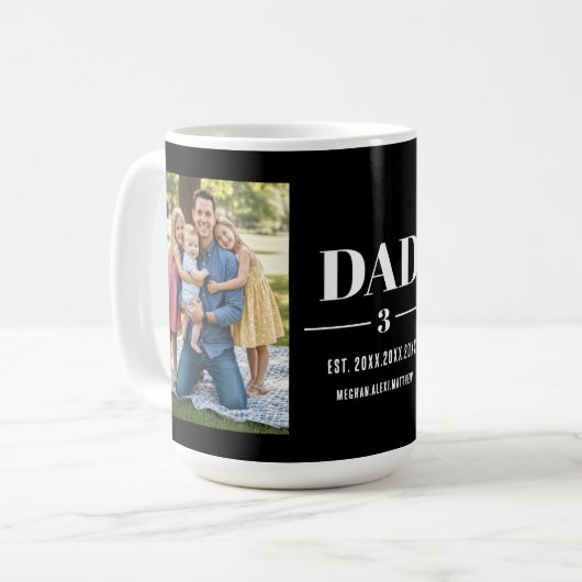 Dad Est. Year Name Number Bold Font Photo Kaffeetasse (Vorderseite Links)