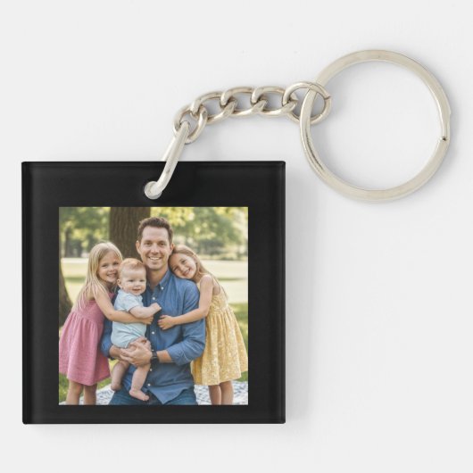 Dad Est. Year Name Number Bold Font Photo Schlüsselanhänger (Rückseite)