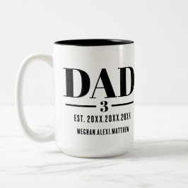Dad Est. Year Name Number Bold Font Zweifarbige Tasse