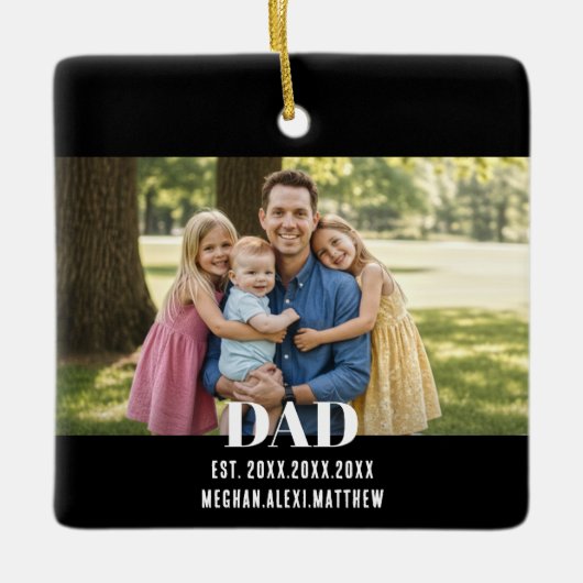 Dad Est. Year Name Photo Script Keramikornament (Vorderseite)