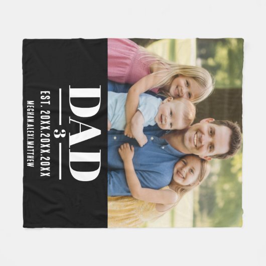 Dad Est. Year Names Number Bold Font Photo Fleecedecke (Vorderseite (Horizontal))
