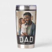 Dad Established 2 Photo Collage Customized Black Thermobecher (Vorderseite)