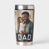 Dad Established 2 Photo Collage Customized Black Thermobecher (Rückseite)