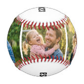 Dad Established 3 photo Black Text White Baseball (Vorderseite)