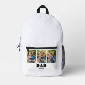 Dad Established 3 photo Black Text White  Bedruckter Rucksack (Vorderseite)