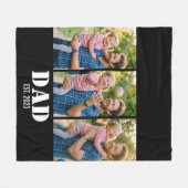 Dad Established 3-Photo Bold White & Black Modern Fleecedecke (Vorderseite (Horizontal))