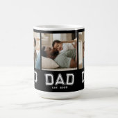 Dad Established 3 Photo Collage Custom White Black Kaffeetasse (Mittel)