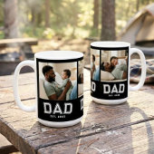 Dad Established 3 Photo Collage Custom White Black Kaffeetasse